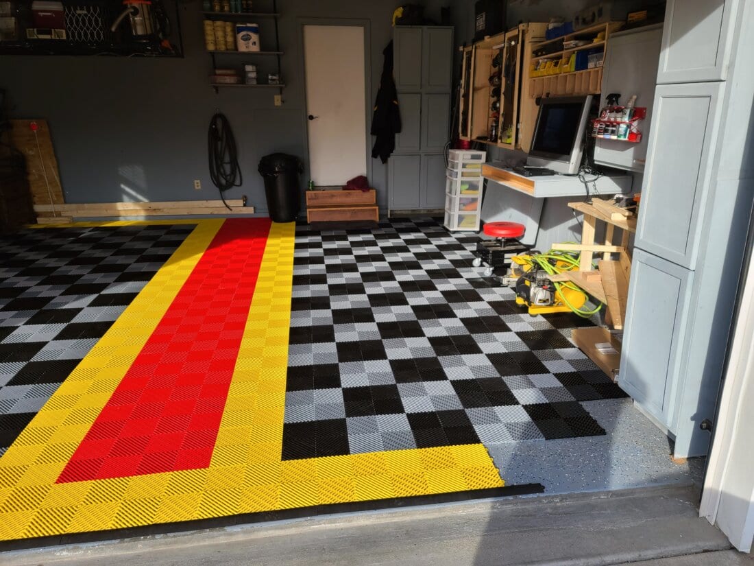 Black and Grey tiles with Yellow and Orange Divider