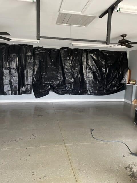 Garage prepared for a coating