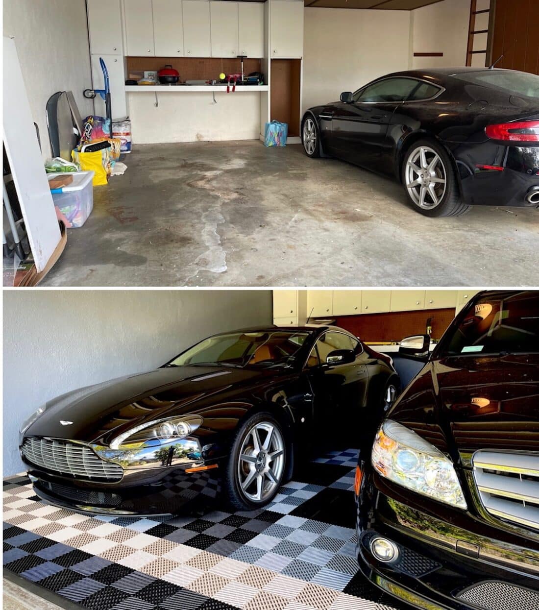 Before and After RaceDeckÂ® Free-FlowÂ® tiles