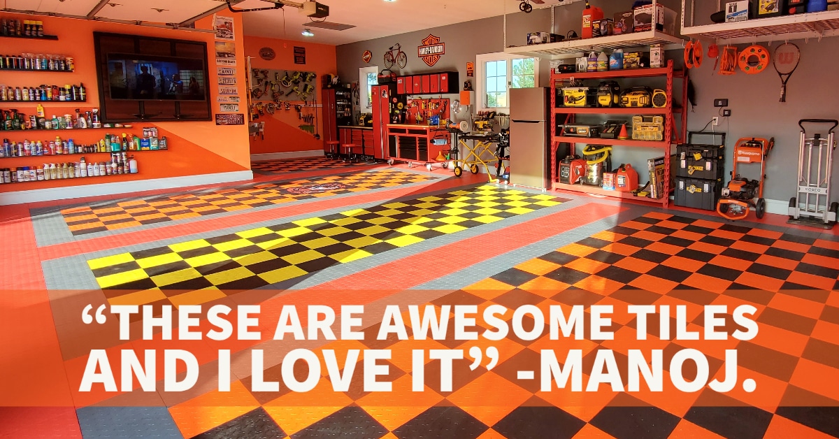 Orange, Yellow, and Black Checkerboard TrueLock Diamond Tiles